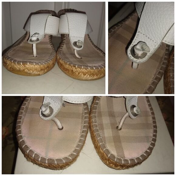 Burberry white wedge thong sandles sz 6 - Picture 3 of 6